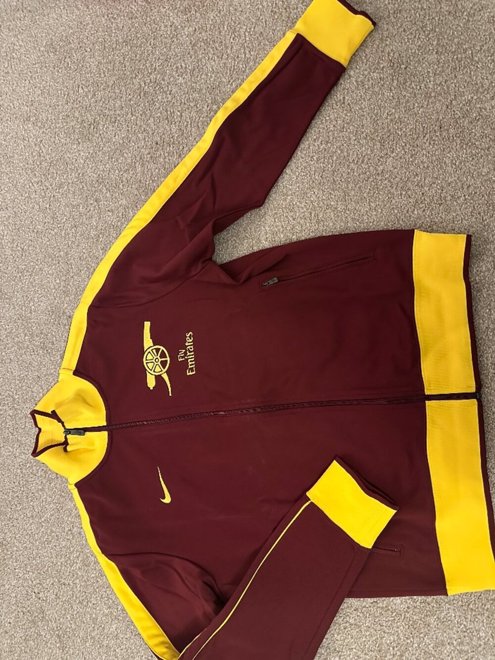 Nike N98 Arsenal F.C. Track Jacket Maroon Yellow Large